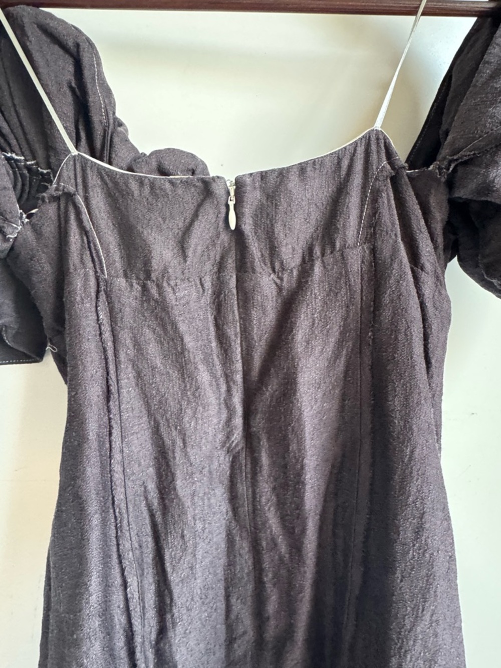 Cult Gaia Muna Off-The-Shoulder Midi-Dress Gray Black 4 cotton linen wedding - Picture 7 of 14